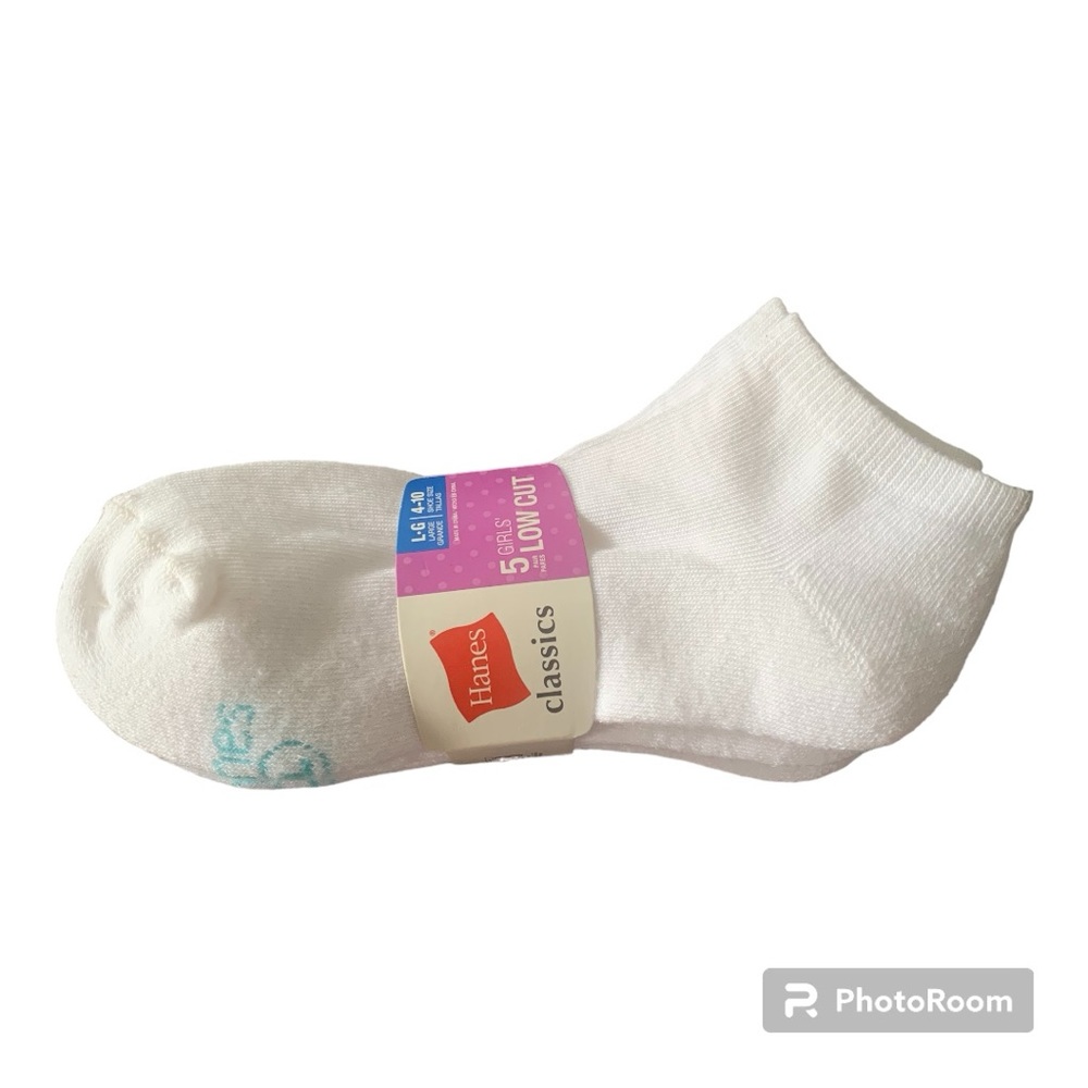 Hanes Girls Low Cut Socks 5 count Size LG Shoe size 4-10